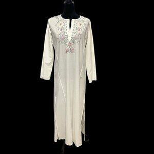 Victoria's Secret Floral Embroidered Maxi Nightgown XS 100% Cotton Cottagecore